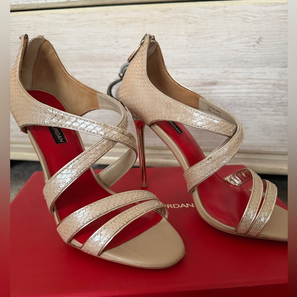 Charles Jourdan Beige Strappy High Heel Sandals